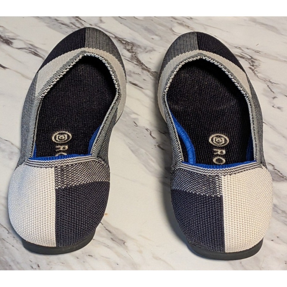 ROTHYS The Flats Women's Buffalo Plaid Round Toe Black Cream Flats Size 8 - Picture 5 of 11